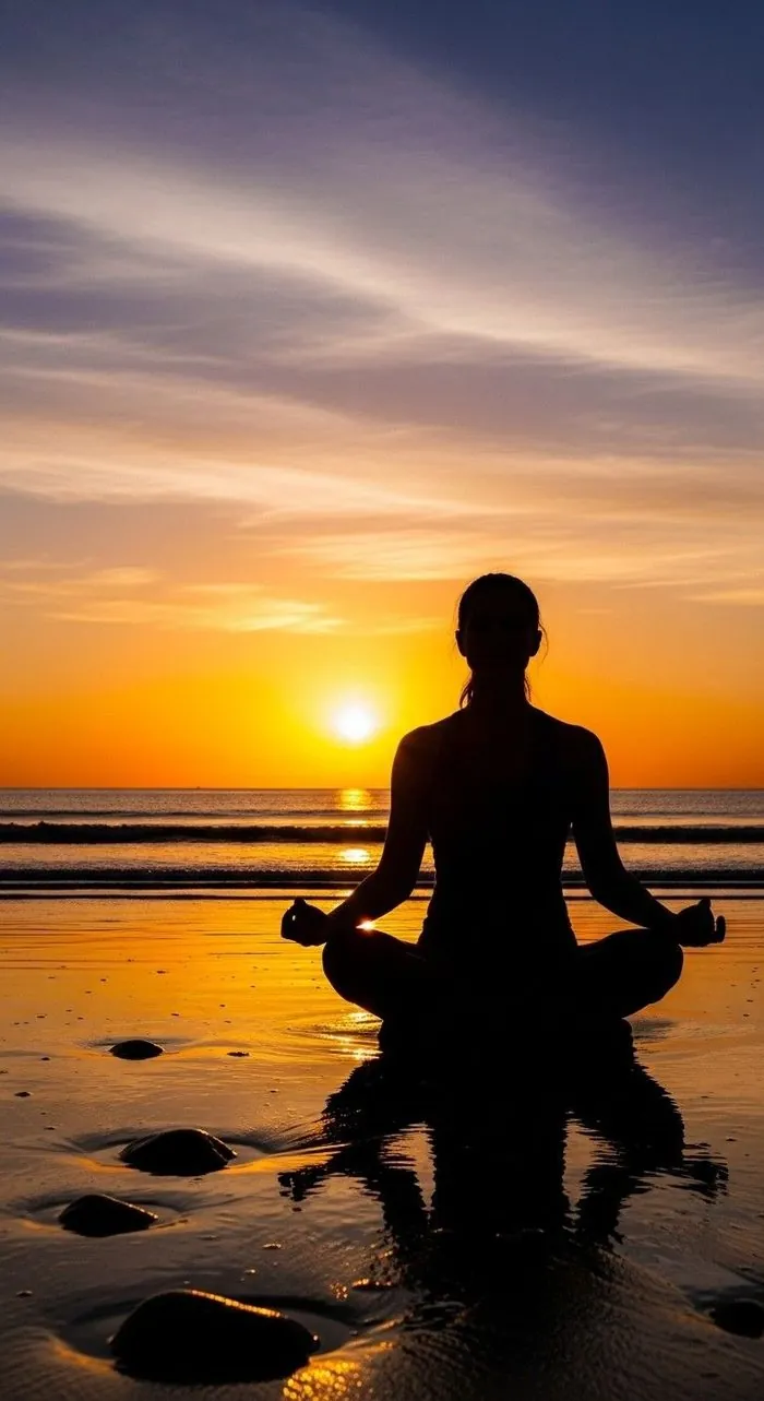 Sesión de meditación frente al Atlántico al atardecer